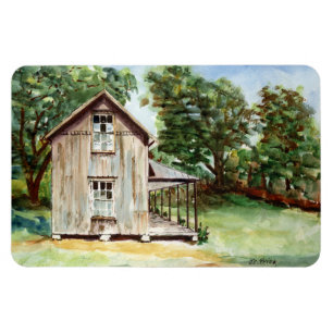 Old Florida Homestead Rustic Watercolor Painting Magnet