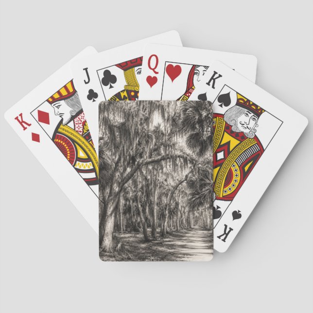 Old Florida Oak Hammock Graphite Sketch | Rockledg Playing Cards (Back)