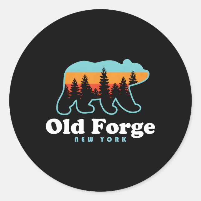 Old Forge Ny Adirondacks Bear Old Forge Classic Round Sticker (Front)