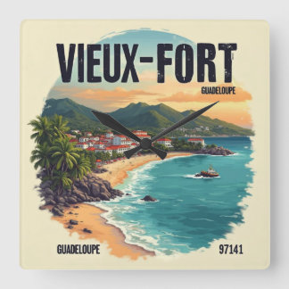OLD FORT GUADELOUPE SQUARE WALL CLOCK