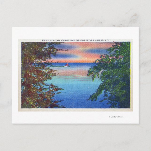 Old Fort Ontario Sunset View of Lake Ontario Postcard (Front)
