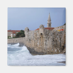 Old Fortress Budva in Montenegro Square Magnet