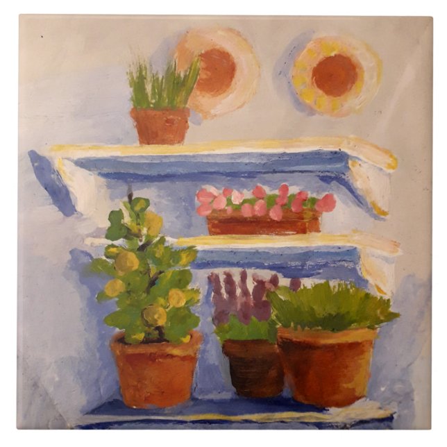 Old French Country Sunny Outdoor Shelves Tile (Front)