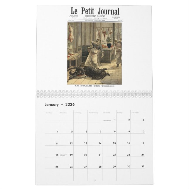 Old French Crime Calendar (Jan 2026)