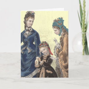 Old French Fashion Illustration by Heloise Leloir Card