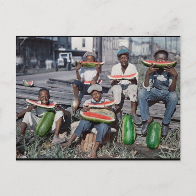 Old French Market, New Orleans Watermelon Sales Postcard (Front)