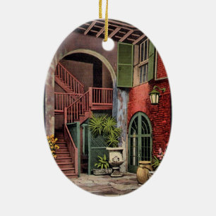 Old French Quarter House Ceramic Tree Decoration