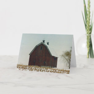 Old Gambrel Roof Barn on a Snowy Day Card