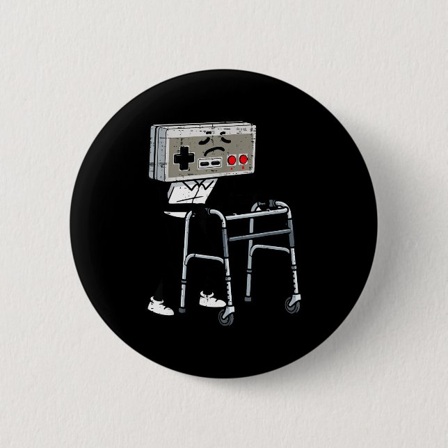 Old Gaming Controller Walker Funny Gamer Men Women 6 Cm Round Badge (Front)