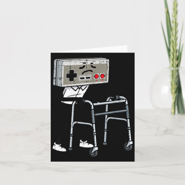 Old Gaming Controller Walker Funny Gamer Men Women Card (Front)