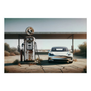 Old Gas EV Car Poster