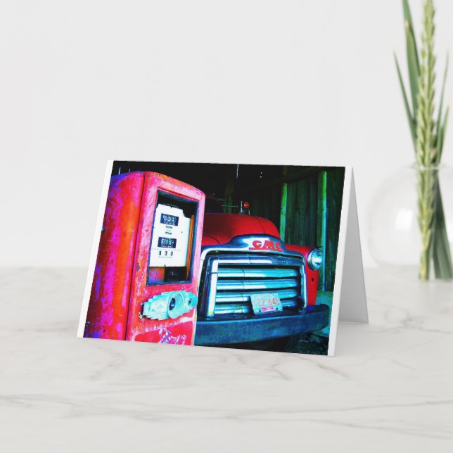 Old Gas Pump & GMC Farming Truck Card (Front)