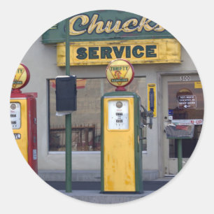 Old Gas Station Classic Round Sticker