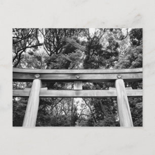 Old gate at Meiji Shrine in Yoyogi Park in Tokyo Postcard