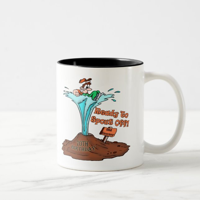 Old Geezer 70th Birthday Gifts Two-Tone Coffee Mug (Right)