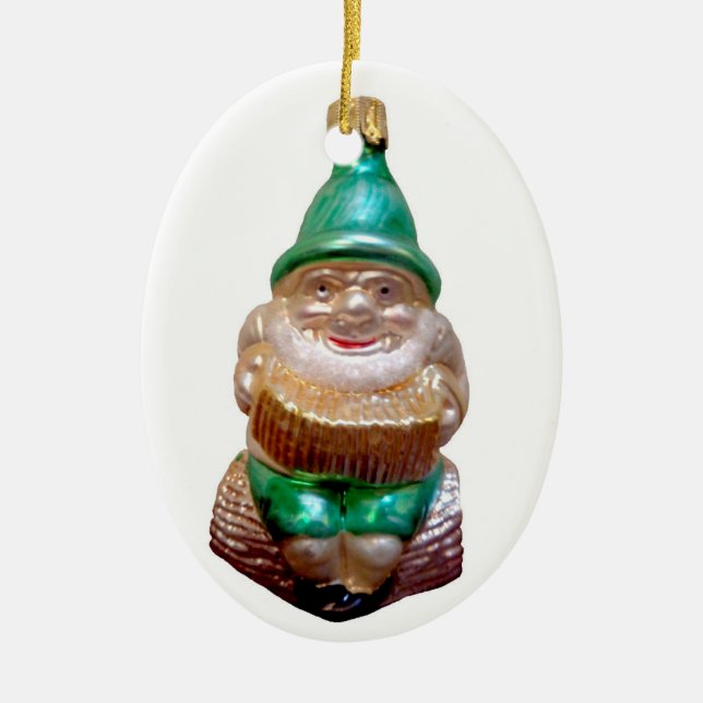 Old German Gnome Ceramic Tree Decoration (Front)