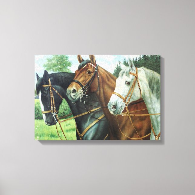 Old German Horse Oil Painting Portrait from 1924 Canvas Print (Front)