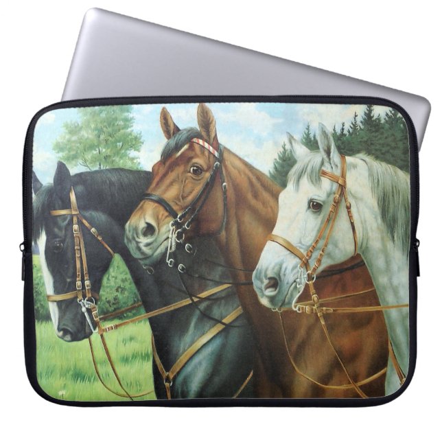 Old German Horse Oil Painting Portrait from 1924 Laptop Sleeve (Front)