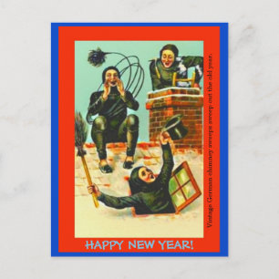 Old German New Year Postcard copy Chimney Sweeps