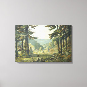 Old German Oil Painting - Forest Erzgebirge 1905 Canvas Print