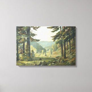 Old German Oil Painting - Forest Erzgebirge 1905 Canvas Print