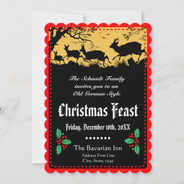 Old German Style Christmas Party or Banquet Invitation (Front)