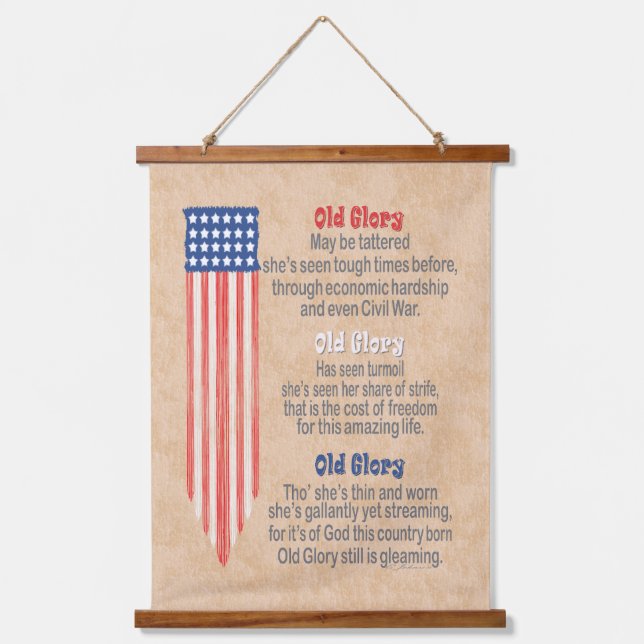 Old Glory 24 Stars on Blue Field Red White Stripes Hanging Tapestry (Front)
