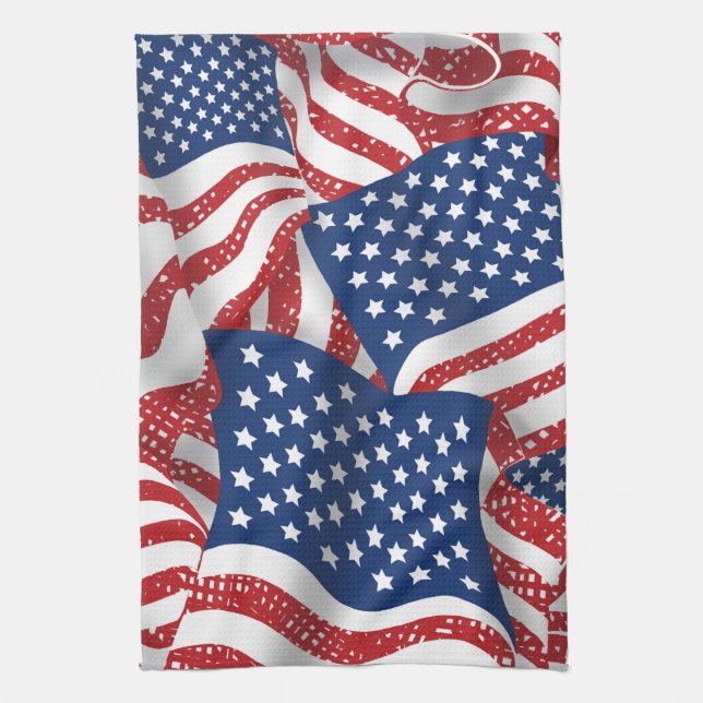 Old Glory All American - USA Flag - Celebration Tea Towel (Vertical)