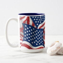 Old Glory All American - USA Flag Patroit Two-Tone Coffee Mug
