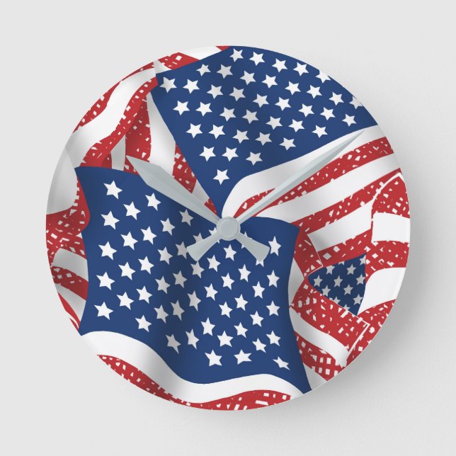 Old Glory All American - USA Flag  Round Clock (Front)