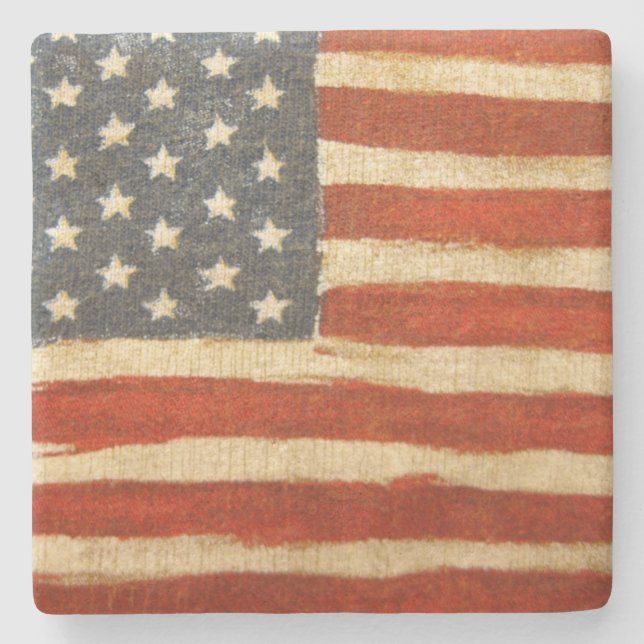 Old Glory American Flag Stone Coaster (Front)