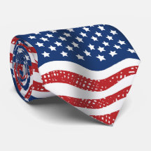Old Glory American U.S.A. Flags Pattern Neck Tie