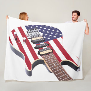 OLD GLORY ELECTRIC GUITAR FLEECE BLANKET