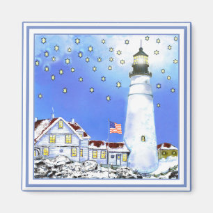 Old Glory Flying Bright at Portland Head Light Magnet