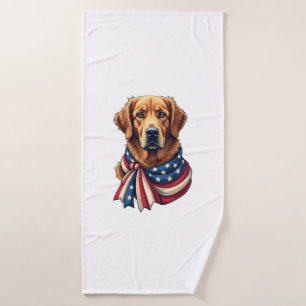 Old Glory Golden Retriever Vintage Shirt 2 Bath Towel