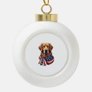 Old Glory Golden Retriever Vintage Shirt 2 Ceramic Ball Christmas Ornament