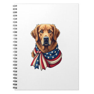 Old Glory Golden Retriever Vintage Shirt 2 Notebook