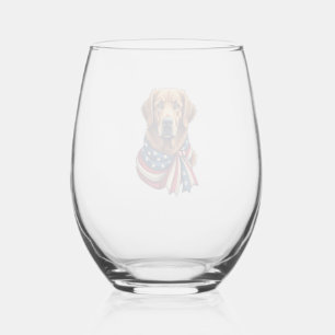 Old Glory Golden Retriever Vintage Shirt 2 Stemless Wine Glass