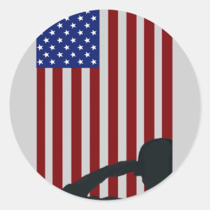 Old Glory Salute Classic Round Sticker