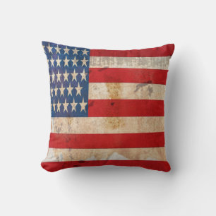 Old glory Stars Stripes distressed american flag Cushion