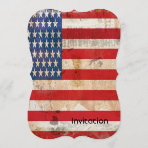 Old glory Stars Stripes distressed american flag Invitation