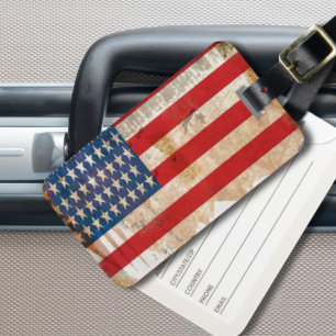 Old glory Stars Stripes distressed american flag Luggage Tag