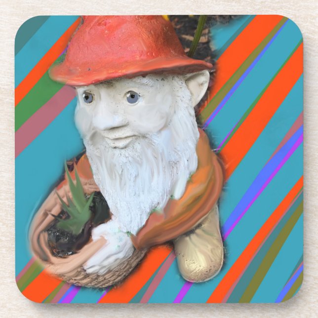 Old Gnome Gardener  Coaster (Front)
