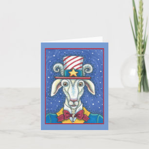 OLD GOAT UNCLE SAM, FUNNY FARM PATRIOTIC BILLYGOAT HOLIDAY CARD