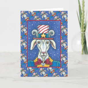 OLD GOAT UNCLE SAM, FUNNY FARM PATRIOTIC BILLYGOAT HOLIDAY CARD