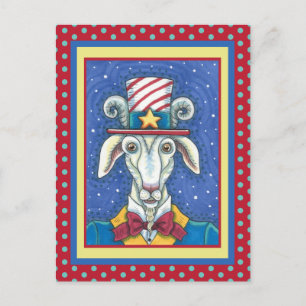 OLD GOAT UNCLE SAM, FUNNY FARM PATRIOTIC BILLYGOAT POSTCARD