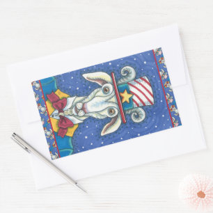 OLD GOAT UNCLE SAM, FUNNY FARM PATRIOTIC BILLYGOAT RECTANGULAR STICKER
