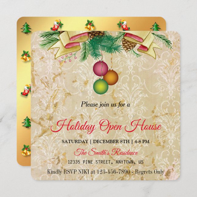 Old gold background, Christmas magic Holiday Card (Front/Back)