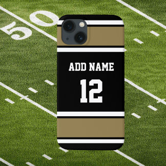 Old Gold Black and White Sports Stripe  iPhone 15 Case