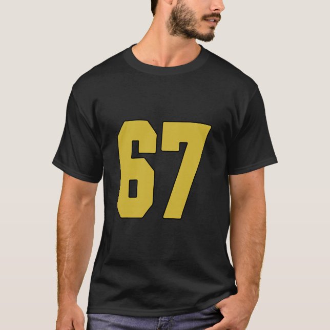 Old Gold Black Number 67 Jersey Player Uniform #67 T-Shirt (Front)